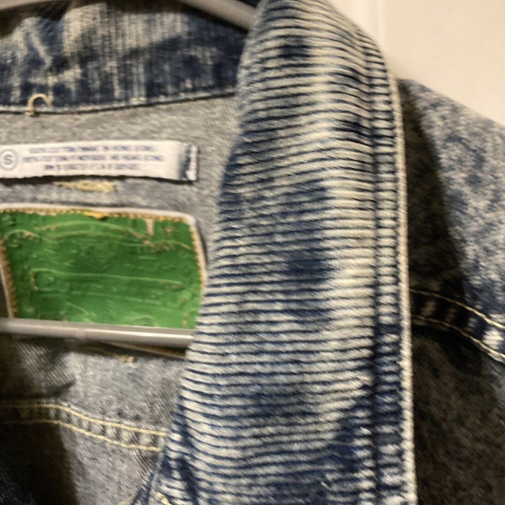 CODE BLEU Acid Wash Denim Jacket Distressed Blue Jean‎ Coat Men's Size S - Picture 5 of 12